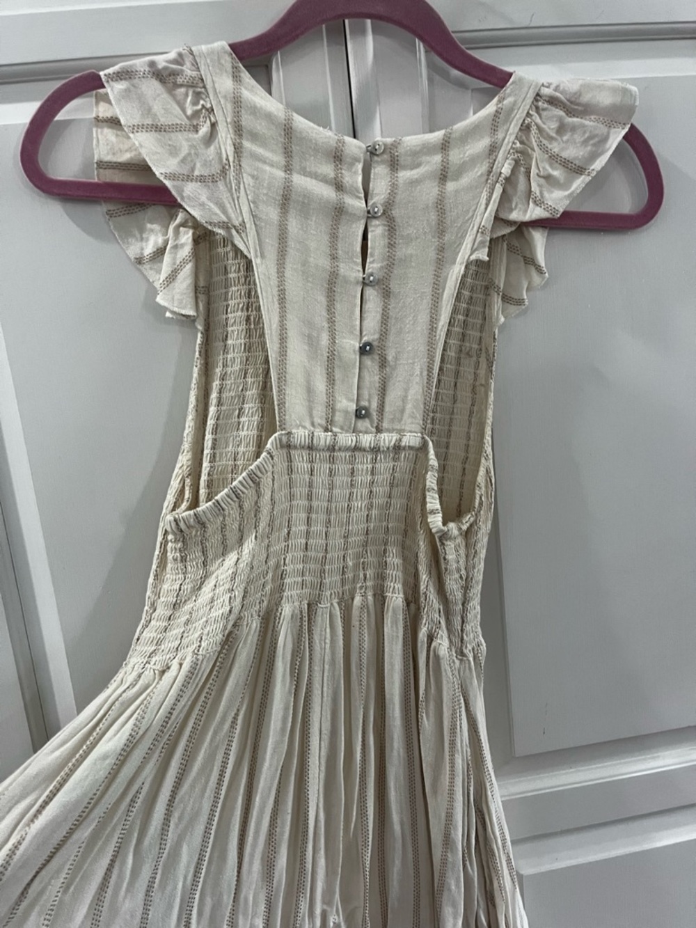 Free People Women's Ivory Sleeveless Smocked Maxi Dress - Picture 5 of 8